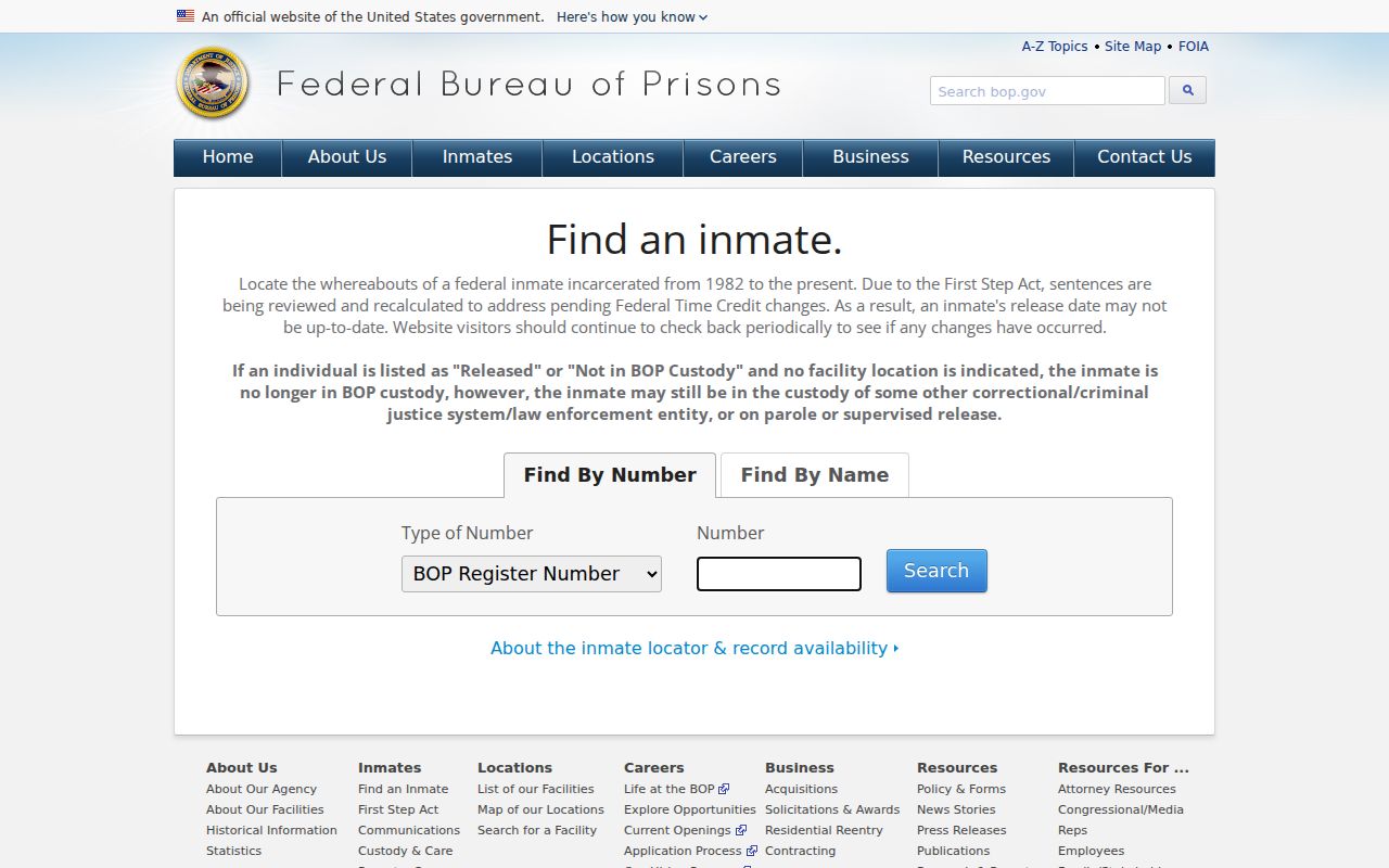 Federal inmate locator for custody outside Jim Wells County